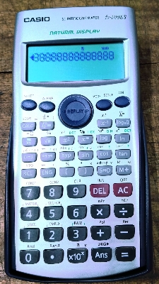 Picture of Fx 100 ES Calculator, fx 100es calculator for students, 100es calculator, best scientific calculator, 403 functions, Battery Powerd, Silver.