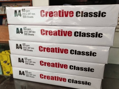Picture of A4 paper 65 gsm 500 sheet 1 Rim High Quality Printing and Photocopy paper.