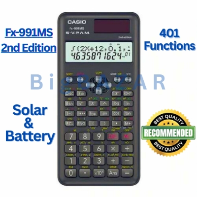 Picture of Fx 991MS Calculator 2nd Edition ,  for students 991ms scientific calculator , Solar and Battery,  401 Function - color Black