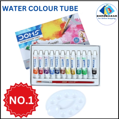 Picture of Doms water color _ 12, water color, tube colour set, colour paint 12 colors with 1pc plate 1pc brush
