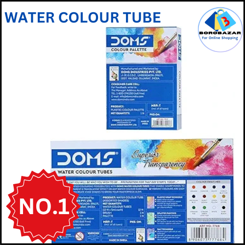 Picture of Doms water color _ 12, water color, tube colour set, colour paint 12 colors with 1pc plate 1pc brush