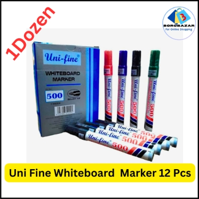Picture of Uni fine Whiteboard Marker Pen - Black - 12pcs