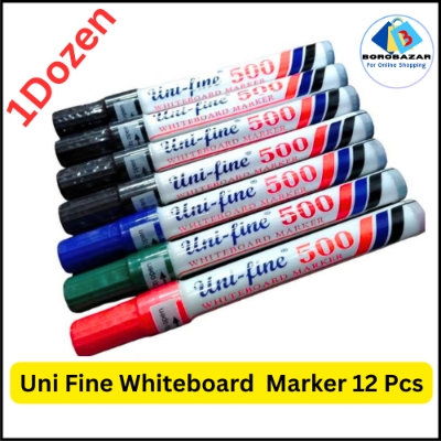 Picture of Uni fine Whiteboard Marker Pen - Black - 12pcs
