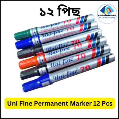 Picture of Uni fine Permanent Marker Pen - Black - 12pcs
