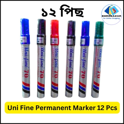 Picture of Uni fine Permanent Marker Pen - Black - 12pcs