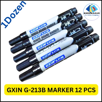 Picture of GXin G-213B Black Refillable Whiteboard Marker Pen - 12pcs