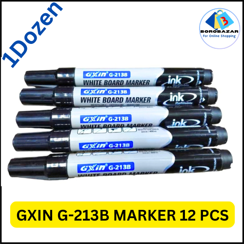 Picture of GXin G-213B Black Refillable Whiteboard Marker Pen - 12pcs