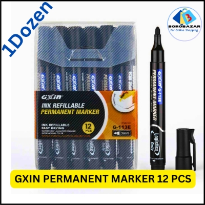 Picture of GXin G-113E Black Refillable Permanent Marker Pen - 12pcs