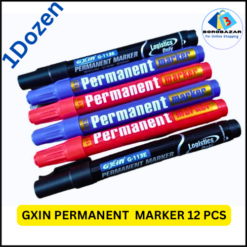 Picture of GXin G-113E Black Refillable Permanent Marker Pen - 12pcs