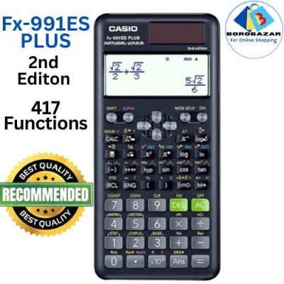 Picture of New Version Sceintific Calculator Fx 991 es plus 2nd edition for Students | Non Programmable - fx 991es plus Function 417 | Two way Powered Solar & Battery   - Color Black