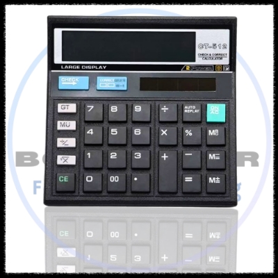Picture of Calculator Ct-512 Large Display Black - 12 Digits - Dual Power - Color Family Black Desktop & Official Calculator Material Plastic
