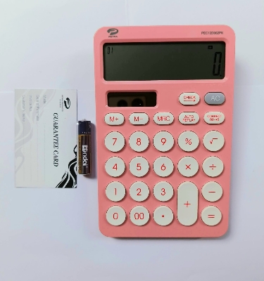 Picture of 2 Year Official Guarantee Petra 12 Digit Electronic Business Calculator Medium Size / Business Calculators Power Source Solar & Battery - Color White / Pink / Blue / Black