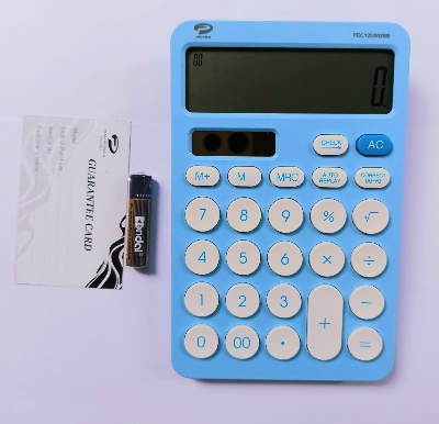 Picture of 2 Year Official Guarantee Petra 12 Digit Electronic Business Calculator Medium Size / Business Calculators Power Source Solar & Battery - Color White / Pink / Blue / Black