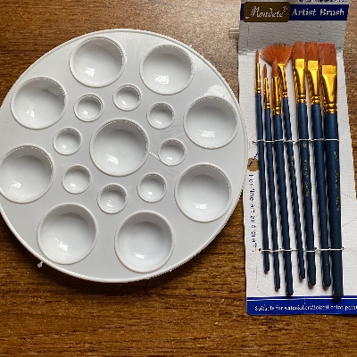 Picture of 7 Pcs Paint Brush Set and 1 Pieces Artist Color Round Palette
