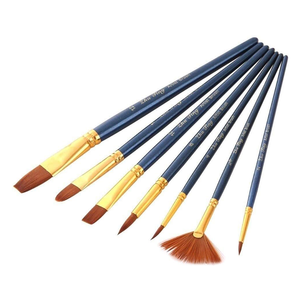 Picture of 7 Pcs Paint Brush Set and 1 Pieces Artist Color Round Palette