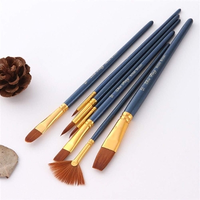 Picture of 7 Pcs Paint Brush Set and 1 Pieces Artist Color Round Palette