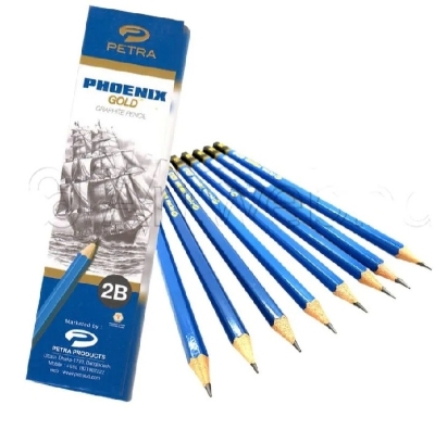 Picture of Petra Phoenix Gold Graphite Pencil 2B – 12 Pcs Box | Smooth Writing | Premium Quality