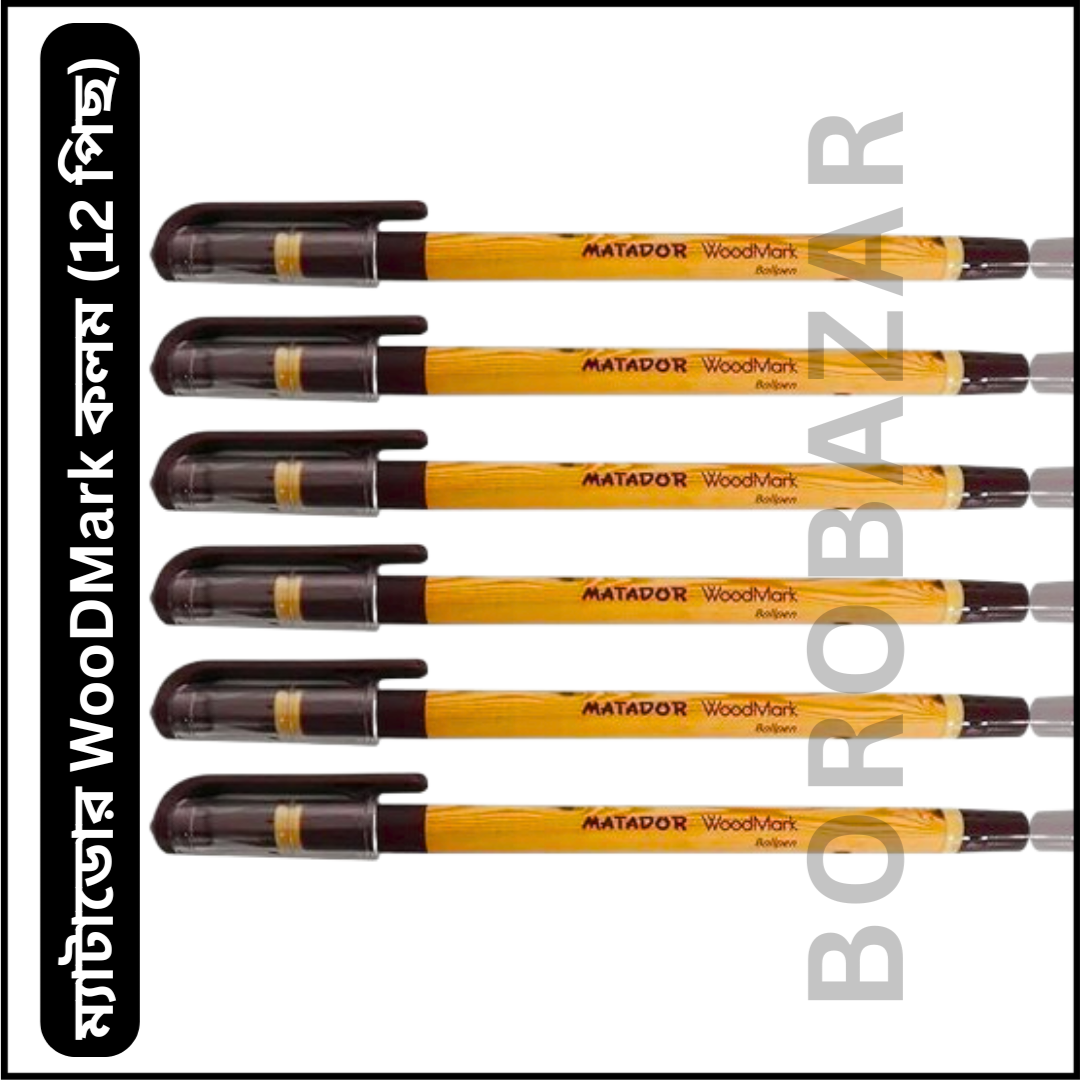 Picture of Matador Woodmark Ball Pen With Oil Gel Pen Black Ink 0.7 mm 12 pcs Set