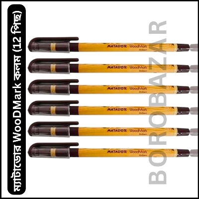 Picture of Matador Woodmark Ball Pen With Oil Gel Pen Black Ink 0.7 mm 12 pcs Set