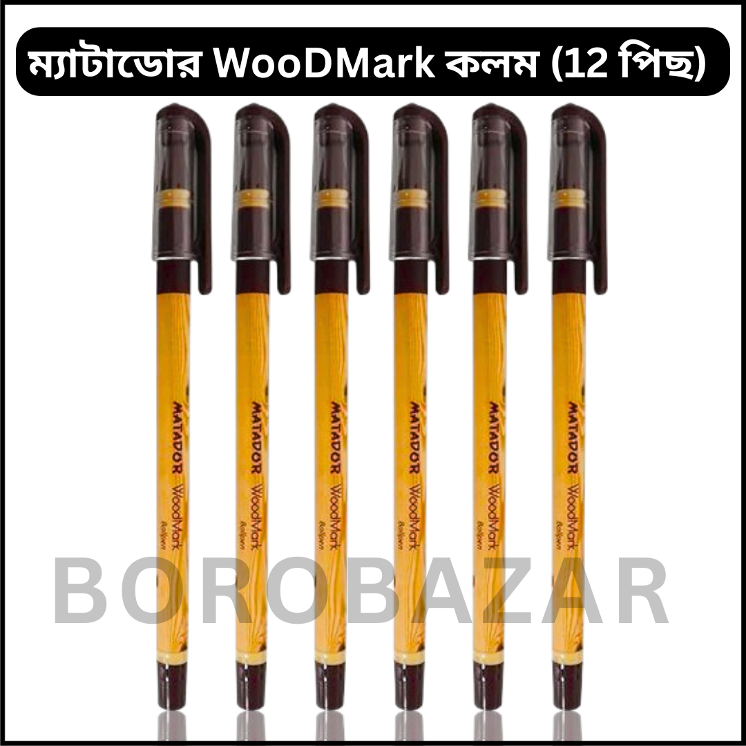 Picture of Matador Woodmark Ball Pen With Oil Gel Pen Black Ink 0.7 mm 12 pcs Set