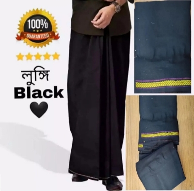 Picture of Lungi for men 6 hat black Linen 1 color Amanat shah lungi 1 pcs