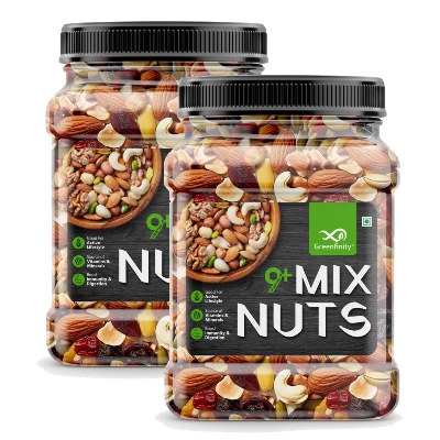 Picture of Healthy Nutmix Jar Pack Mixed dry Fruits MIX NUTS Premium Blend of Dried Almonds, Cashews, Black & Green Raisins, Cranberries & More  250g