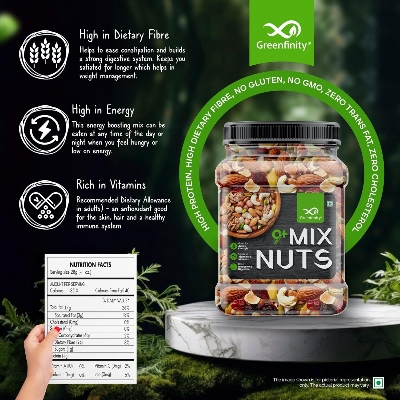 Picture of Healthy Nutmix Jar Pack Mixed dry Fruits MIX NUTS Premium Blend of Dried Almonds, Cashews, Black & Green Raisins, Cranberries & More  250g