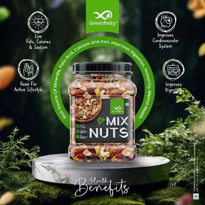 Picture of Healthy Nutmix Jar Pack Mixed dry Fruits MIX NUTS Premium Blend of Dried Almonds, Cashews, Black & Green Raisins, Cranberries & More  250g