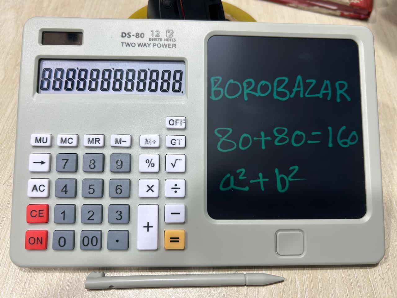 Picture of Calculator with Notepad – 12 Digit LCD Display | Solar & Battery Powered | Digital Drawing Pad with Stylus Pen (Big Size)