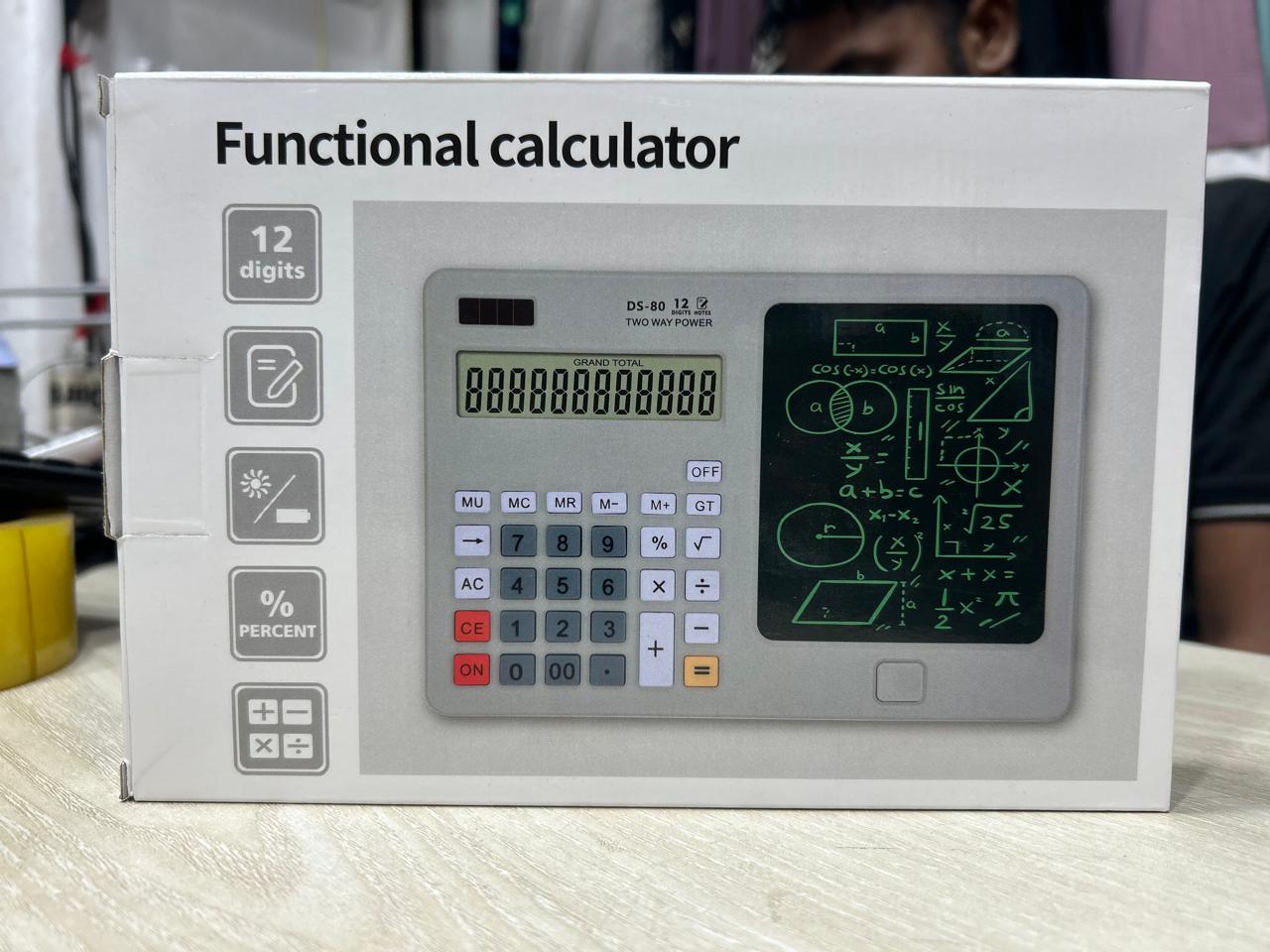 Picture of Calculator with Notepad – 12 Digit LCD Display | Solar & Battery Powered | Digital Drawing Pad with Stylus Pen (Big Size)