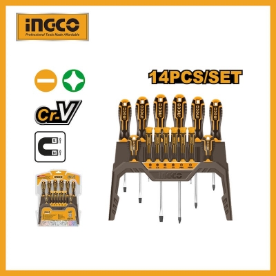 Picture of INGCO 14 Pcs CR-V screwdriver and precision screwdriver set With new design handle HKSD1428 -Multicolor