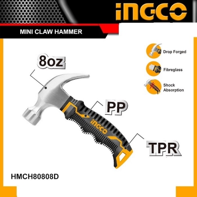 Picture of Mini CLAW HAMMER 220g / 8oz INGCO-HMCH80808D -Multicolor