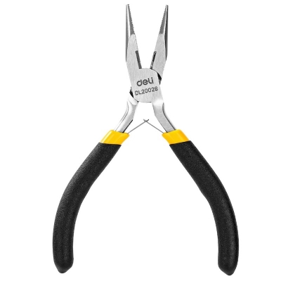 Picture of Deli DL20026 5" Long Nose Pliers with Insulation to AC for Cutting & Gripping Wires High Strength Construction Shockproof Ergonomic Grip (1 Pc) -Multicolor