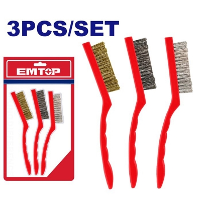 Picture of Juego Set Kit 3 Cepillos Nylon, Acero y Laton Emtop EMBH3609 -Multicolor