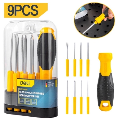 Picture of Deli DL636009 Multi-Purpose Screwdriver Set - 9pcs Set (8in1) -Multicolor