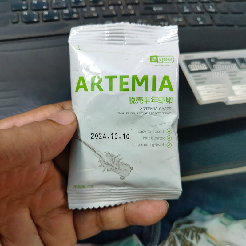 Picture of YEE Decapsulated Brine Shrimp 15gm Pack | Not Hatchable | Direct Feed Decapsulated Artemia | Aquarium Fish Food | Small Fish Food
