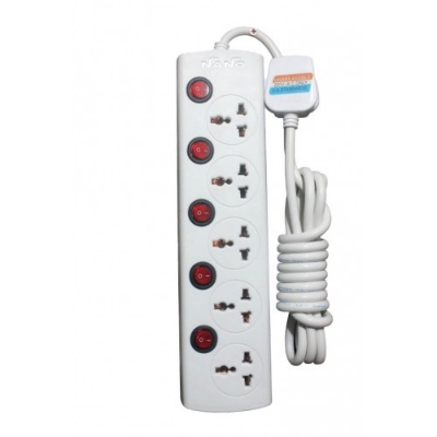 Picture of Power Strip Nano MBS-405 5 Port 3 Pin Power Strip White Heavy Duty Multiplug - Malti Plug - White