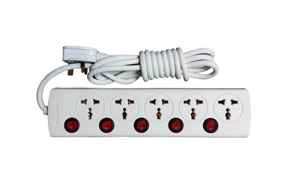 Picture of Power Strip Nano MBS-405 5 Port 3 Pin Power Strip White Heavy Duty Multiplug - Malti Plug - White