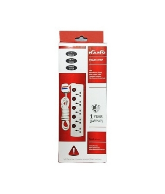 Picture of Power Strip Nano MBS-405 5 Port 3 Pin Power Strip White Heavy Duty Multiplug - Malti Plug - White