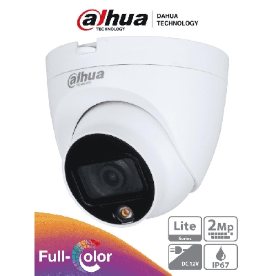 Picture of Dahua 2MP Full-color Starlight HDCVI Eyeball Camera, Day-Night Color CCTV Camera HAC-HDW1209TLQP-LED