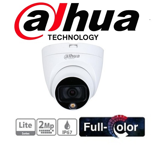 Picture of Dahua 2MP Full-color Starlight HDCVI Eyeball Camera, Day-Night Color CCTV Camera HAC-HDW1209TLQP-LED