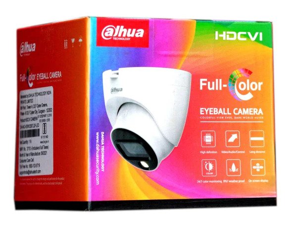 Picture of Dahua 2MP Full-color Starlight HDCVI Eyeball Camera, Day-Night Color CCTV Camera HAC-HDW1209TLQP-LED
