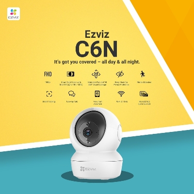 Picture of EZVIZ 1080p Indoor Home Pan/Tilt WiFi Security Camera EZVIZ C6N/H6C Pro 360° Coverage, Auto Motion Tracking, Two-Way Audio, Clear 30ft Night Vision, Supports MicroSD Card up to 256GB IP Camera - Wifi Camera - White