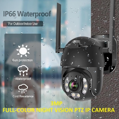 Picture of V380 Pro Wi-Fi Motion Detection Smart PTZ Camera, HD 1080P Auto Tracking AI Camera, Full-color Night Vision IP Dome Camera Security Camera PTZ Camera WiFi Security Waterproof Outdoor Surveillance Camera