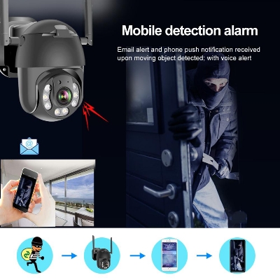 Picture of V380 Pro Wi-Fi Motion Detection Smart PTZ Camera, HD 1080P Auto Tracking AI Camera, Full-color Night Vision IP Dome Camera Security Camera PTZ Camera WiFi Security Waterproof Outdoor Surveillance Camera