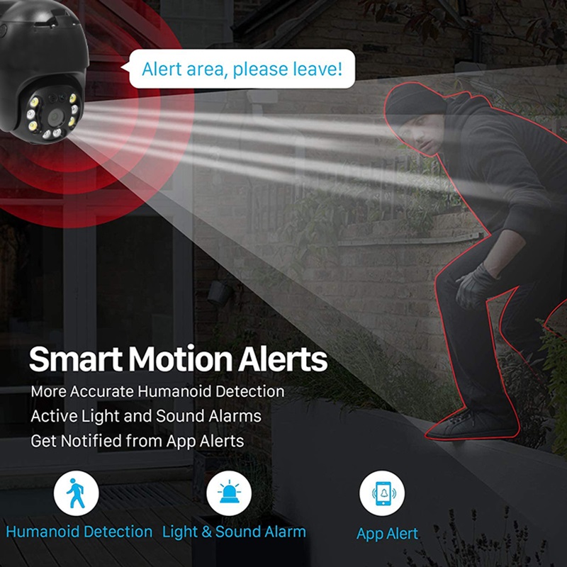 Picture of V380 Pro Wi-Fi Motion Detection Smart PTZ Camera, HD 1080P Auto Tracking AI Camera, Full-color Night Vision IP Dome Camera Security Camera PTZ Camera WiFi Security Waterproof Outdoor Surveillance Camera