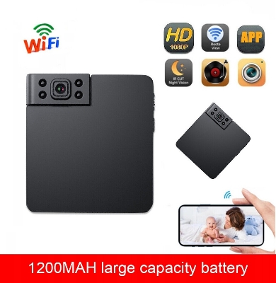 Picture of WK11 Smart Wifi Camera IR-CUT Kids Monitor 1080P HD Sports DV Network Cameras Rotated 180 Degrees Mini Camera - Black,128GB