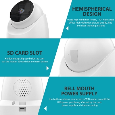 Picture of Wireless Security Smart Surveillance PTZ CCTV Camera V380 / V380 Pro 2MP Indoor 360° Rotation Wifi IP camera - Wifi Camera - White,128GB