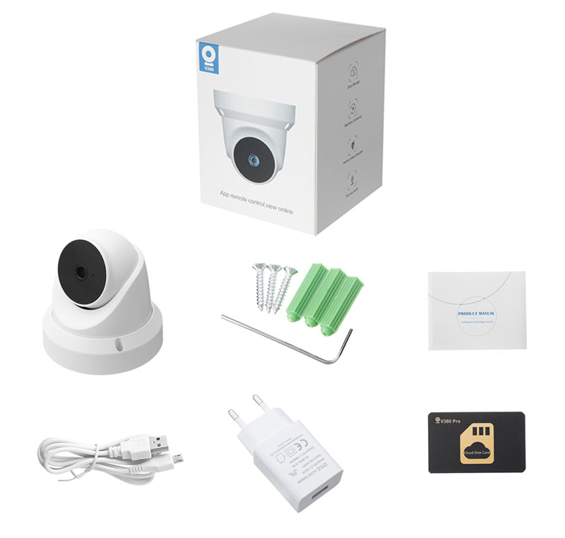 Picture of Wireless Security Smart Surveillance PTZ CCTV Camera V380 / V380 Pro 2MP Indoor 360° Rotation Wifi IP camera - Wifi Camera - White,128GB