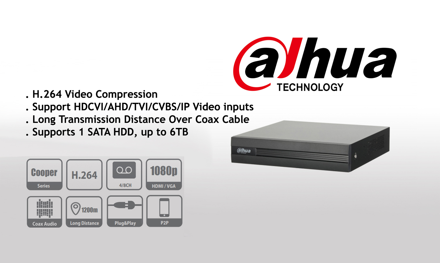 Picture of XVR1A04 Dahua 4 Channel Penta-brid XVR - Black